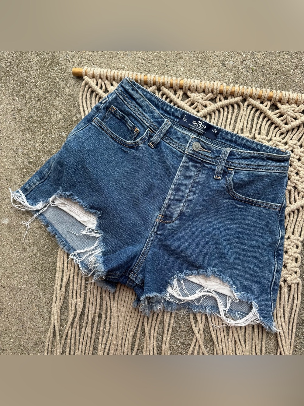 Hollister Distressed High Rise Jean Shorts Juniors Size 3